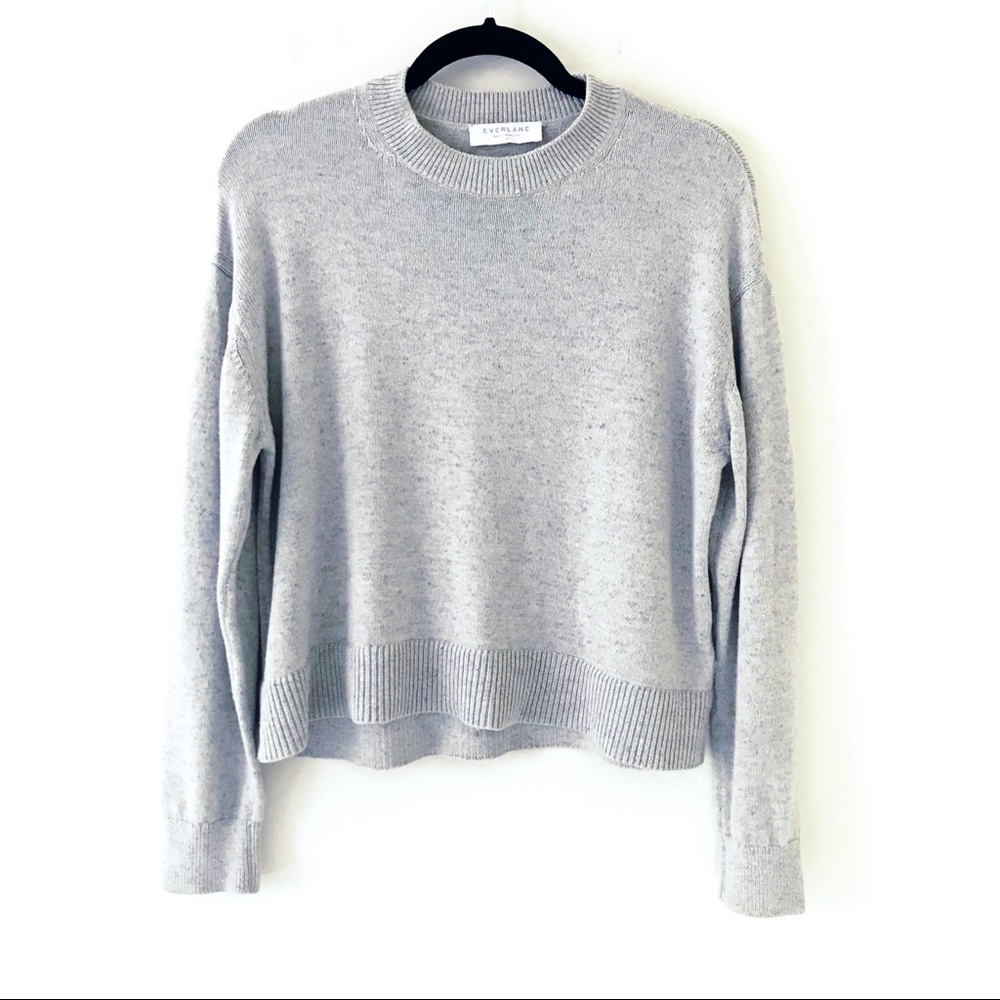 EVERLANE Light Gray Cropped Cotton Sweater